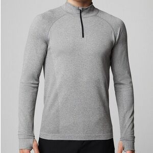 FABLETICS Mid Grey Heather Training Day Quarter Zip Seamless Gym Pullover Size M